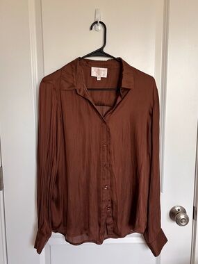 Audrey Parks Francesca’s Brown Silky Blouse
